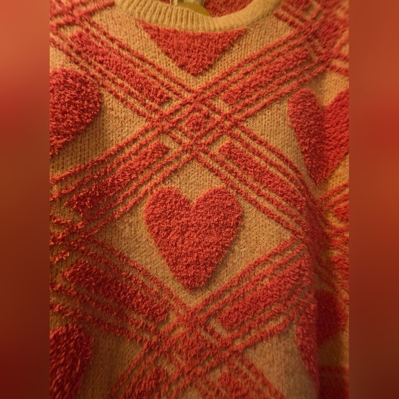 NWT Bibi Pink Heart Pattern Sweater - Size Large - Picture 6 of 7